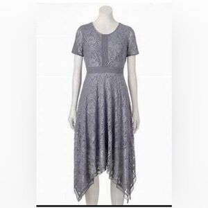 LC Lauren Conrad Charcoal Asymmetrical Lace Dress